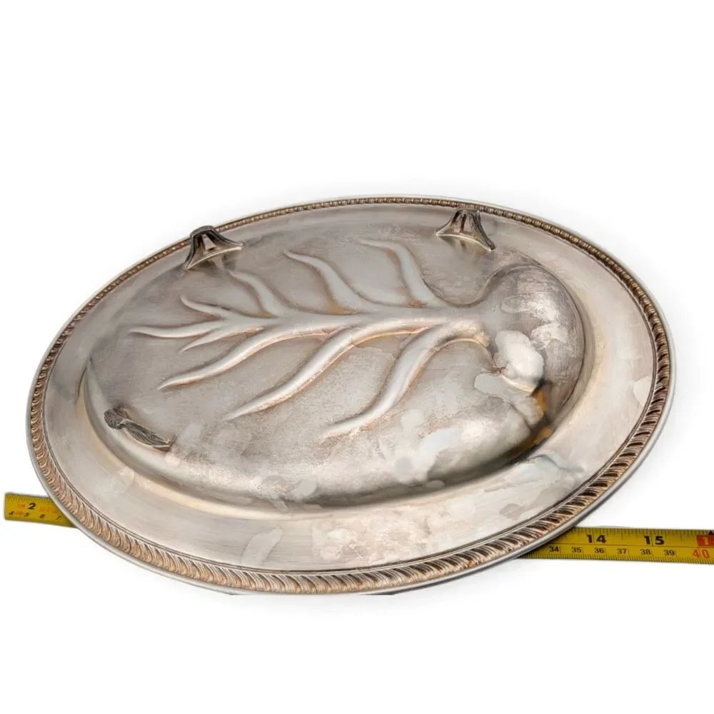 M.W. Rogers 810 Tree of Life Silver-plate Meat Platter Footed Serving Tray